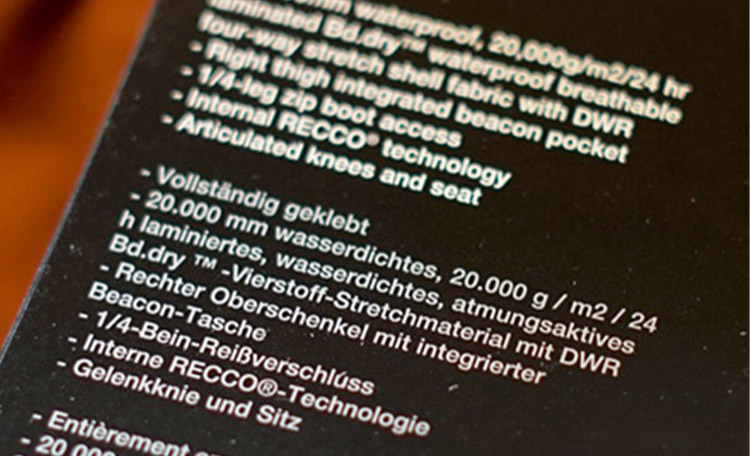 information colonne d'eau veste de pluie Étiquette d'une veste de pluie