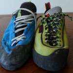 Five Ten Quantum vs. Anasazi Verde - High-End-Schuhe mit Vorspannung und Downturn vs. robuster Allrounder. | Foto: Stefan Rehm