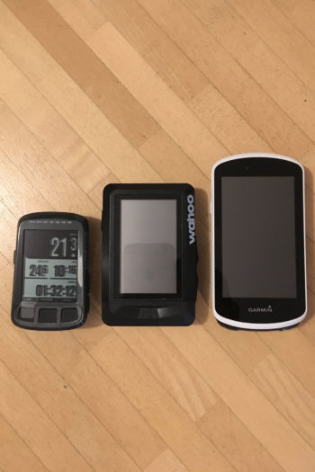 Größenverhältnis: wahoo Elemnt Bolt, Elemnt und Garmin Edge 1030 (v. l. n. r.) | Foto: Florian Grossegger