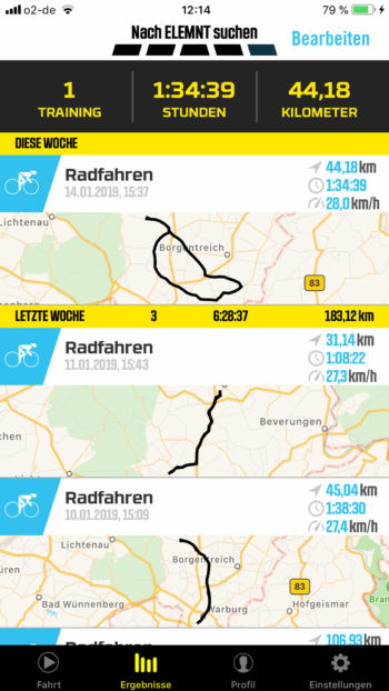 Ansicht der Wahoo-App