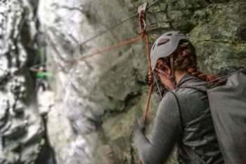 Tyrolienne als Einstieg zum Hexensteig